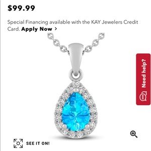 Kay Jewelers Blue Topaz Necklace Sterling Silver